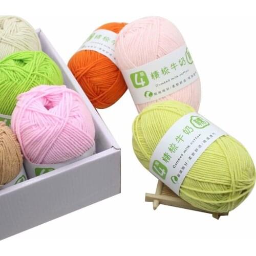 5pcs 4 Shares Combed Milk Cotton Baby Wool Hand-woven Baby Sweater Crochet Slippers Knitting Wool Yarn Crochet Yarn 50g
