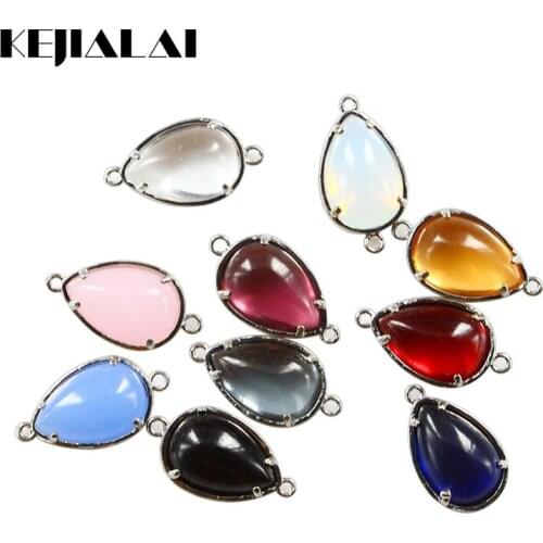 50pcs/lot Glass Crystal Beads Connectors Top Quality Jewelry Accessories Egg Shape Colorful Pendants for Necklace Making DIY