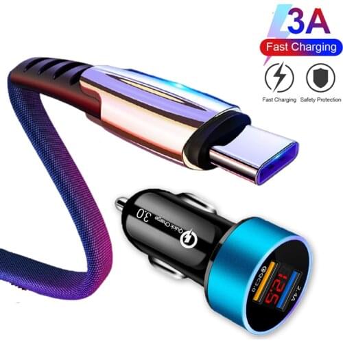 For Xiaomi Poco X3 NFC M3 F3 F2 Pro Quick Charge 3.0 Fast Car Charger Power Charge Bank For Huawei OPPO Type-c USB Charge Cable
