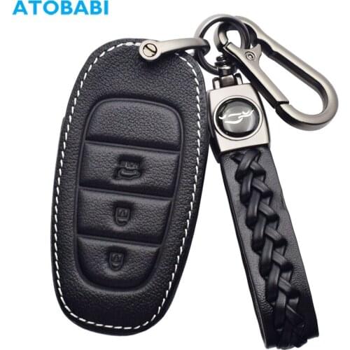3 Buttons Leather Car Key Cases For Hyundai Sonata 2019 2020 2021 Smart Keyless Entry Remote Control Fobs Shell Protector Cover