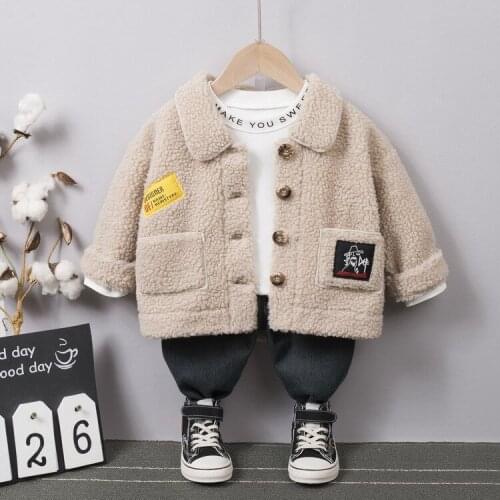 Childrens Autumn/winter Lamb Fluff Jacket 1 Boys' Jacket 2020 Autumn/winter New Fashion Warm 3 Windshield 4