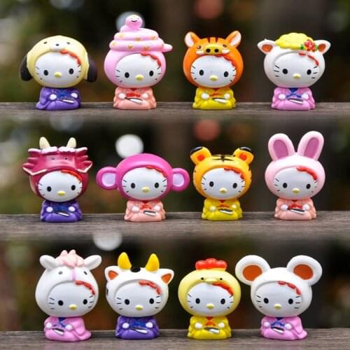 Cute Cartoon Mini Cat Zodiac Signs Anime PVC Action Figure Model Collectible Children Cake Home Decoration Crafts Kid Gift Toy