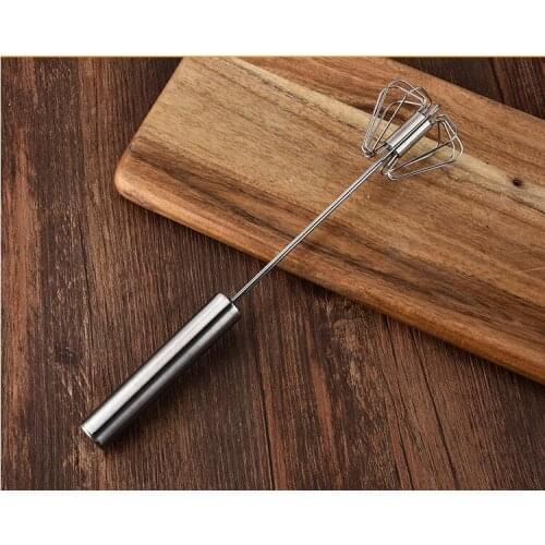 Hot sell 100pcs Stainless Steel Manual Self Turning Whisk Easy Blender And Mixer Cream Whipper Egg Beater Hot Drink Stirrer