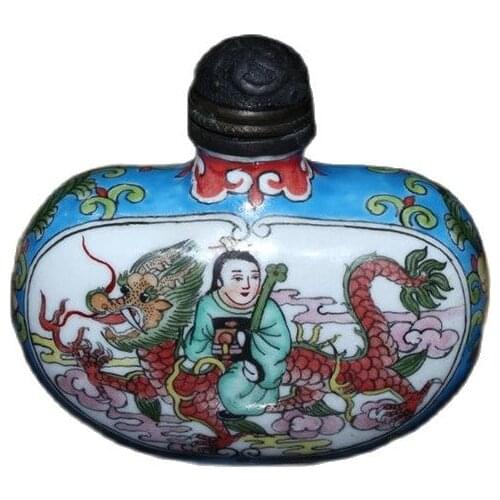 Collection of Chinese antique enamel colored dragon snuff bottle