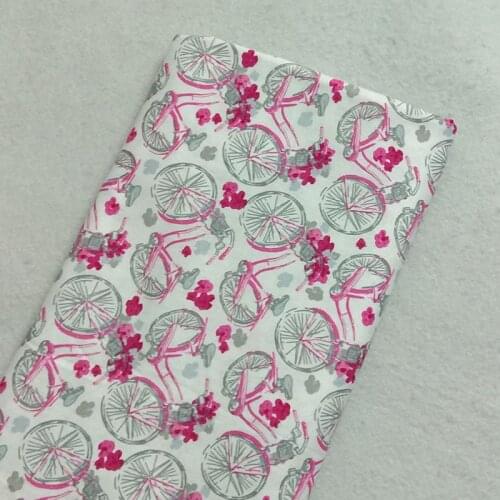 Royal Grey Pink Bike Printed Cotton Fabric 50x105cm Bicycle Fabric Patchwork DIY Sedwing Apparel Dress Home Decoration