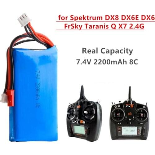7.4V 2200mAh Lipo Battery for FrSky Taranis Q X7 Dx6e Dx6 Transmitter Spektrum DX8 Rc Spare Part 2S Rechargeable Battery 3PCS