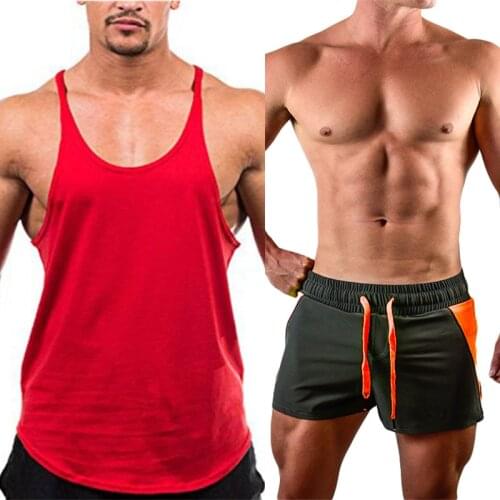 New Workout Gym Tank Top Mens Training Running Clothing Bodybuilding Muscle Sleeveless Singlets Fashion Fitness Vest Shorts Suit