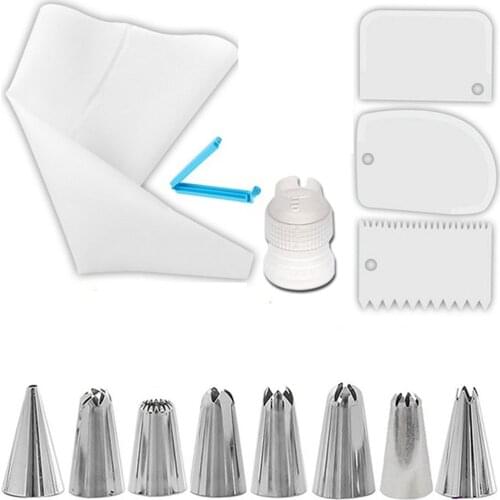 Reusable Icing Piping Nozzles Set Pastry Bag Scraper Flower Cream Tips Converter Baking Cup DIY Cake Decorating Tool