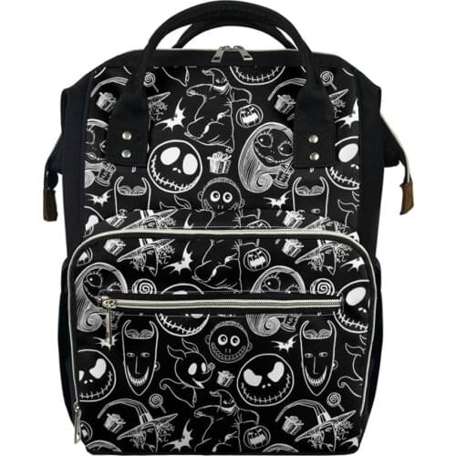 Fashion Multi-function Backpack For Women Mommy Nightmare Befor Christmas Print Jack&Sally Gothic Style Nappy Bag Free DropShip