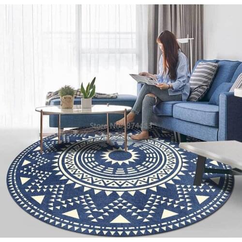 Fashion Multicolor Geometric Ethnic Style Blue Green Gray Yellow Living Room Bedroom Hanging Basket Chair Round Floor Mat Carpet