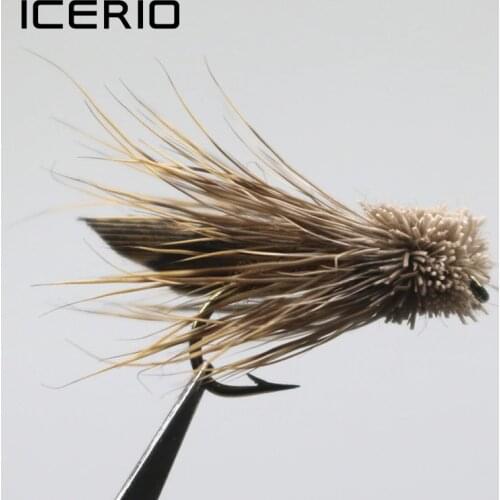 ICERIO 6PCS Brown Grass Hopper Dry Fly Rainbow Trout Bass Perch Fly Fishing Flies Lures