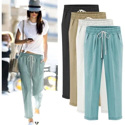 New 2020 Summer brand long women cotton linen pants,Plus size Autumn linen pencil pants,big size women trousers M- 5XL 6XL 7XL