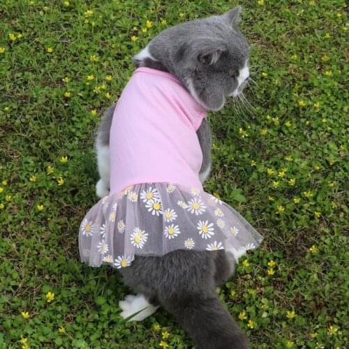 Pet Cat Dog Princess Dress Flower Gauze Skirt Summer Apparel Dog Breathable Vest Festival Party Pet Costumes