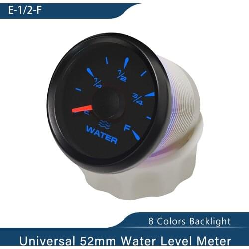 Water Level Gauge Universal 52mm Signal Adjustable 0-190ohm/240-33ohm Waterproof 8 Colors Backlights 9~32V Car Motocycle Yacht