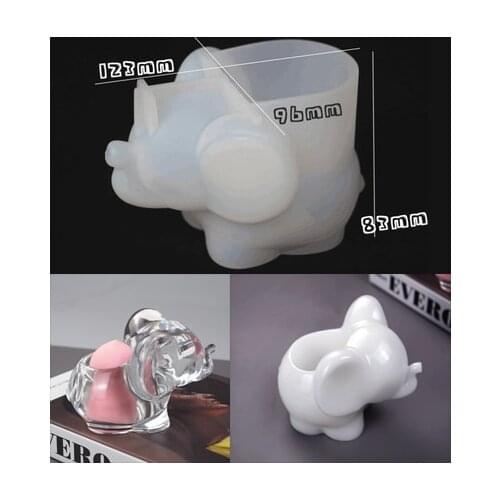 Diy Handmade Elephant Silicone Mould Makeup Egg Storage Box Uv Resin Mold 3D Animal Candle Concrete Mold