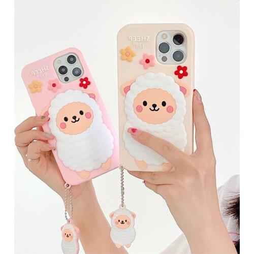 Cute Sheep Silicone Protective Case For iPhone 12 11 Pro Max 7 8 Plus X XR XS Max SE 2020 Soft Phone Cover 12 mini Back Funda
