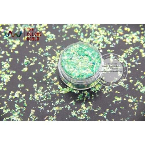 TCR333 American Fantasy Iridescent Light Green Colors Random Cut Glitter Spangles Mylar for nail art and DIY decoration