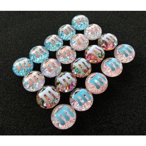 Spring style 50pcs/lot 17mm Sequin/letter m decoration transparent round shape flatback resin beads diy jewelry accessory