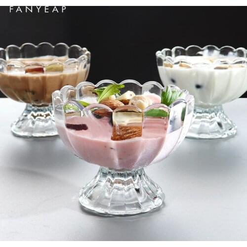 Ice Cream Yogurt Goblet Pudding Dessert Dish High Bowl Cake Snack Container