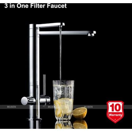 High Quality 3 in 1 Design Filtered Water Hot Cold Water Chrome Water Filter Faucet 3 Way Filter Faucet Tap Mixer