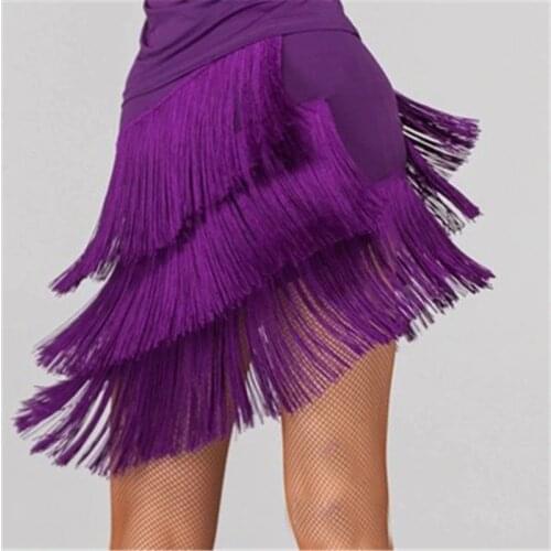 New Latin Dance Skirt Women Latin Tassel Skirt Three Layer Fringe Dance Short Skirts Female Dance Dress XL XXL XXXL 4 Colors