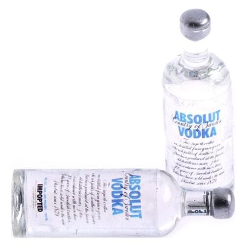 2Pcs 1:12 Scale Simulation Wine One Bottle Vodka BJD Dollhouse Miniature Toy Doll Food Kitchen Living Room Accessories