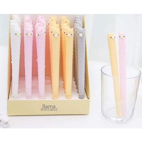 36 Pcs Gel Pens Kawaii Soft Alpaca Black Colored Gel-inkpens For Writing Gel Pen Cute Stationery Office School Supplies