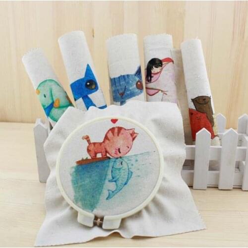 Cute Animal Plain Dyed Cotton Linen Printed Quilt Fabric for DIY Sewing Patchwork 20cmx20cm 7 pcs Free Shipping