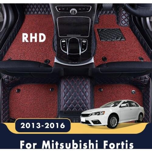 RHD Car Floor Mats Carpets For Mitsubishi Fortis 2016 2015 2014 2013 Auto Luxury Double Layer Wire Loop Interior Accessories