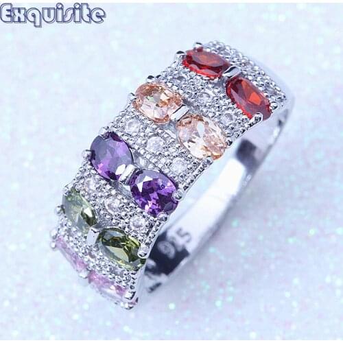 Glittering Multicolor Cubic Zirconia Rings for Women Crystal Ring Fashion Engagement Party Wedding Jewelry A119