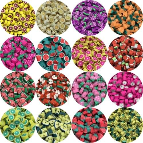 30pcs/Lot 10mm Fruit Shape Clay Beads Spacer Beads Polymer Clay Beads For Jewelry Making DIY Handmade Charm Bracelet Necklace