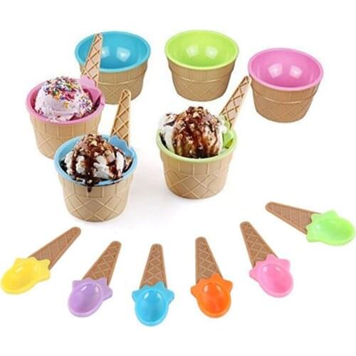Kids Ice Cream Bowls Ice Cream Cup Couples Bowl Dessert Container Holder With Spoon Children Gift Ice Cream Tool Dinnerware Set