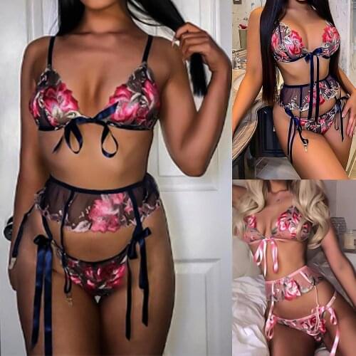 Women Underwear Sexy Embroidery Lace Backless Seamless Bra Underwear Sleepwear Nightwear