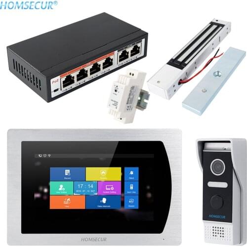 HOMSECUR 7" Hands-free PoE IP Cat6 Video&Audio Home Intercom IP Cat6 Camera Supported BC031IP-B+BM717IP-S