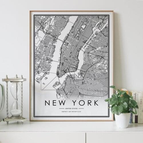 NEW YORK city map Nordic Living Room Decoration Canvas Poster Modern Home Decor Art Print Painting