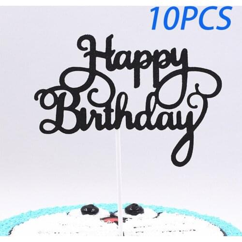 10Pcs Glitter Cardstock Happy Birthday Cake Toppers Decoration Supplies Baby Shower Kids Birthday Party Favors Decorations