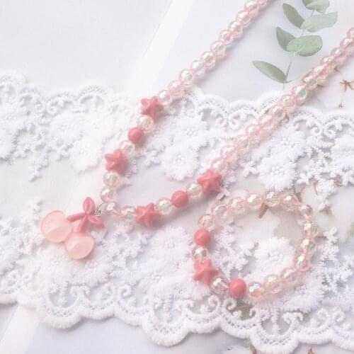Cute Cherry Star Rainbow Colorful Beads Necklace Bracelets Jewelry Set for Kids Girls Play Costume Children Party Jewelry Set