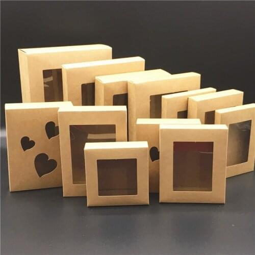 20pcs PVC Window Standing Product Display Box Household Goods Packing Boxes Multi Size Hand Made Paper Gift Box