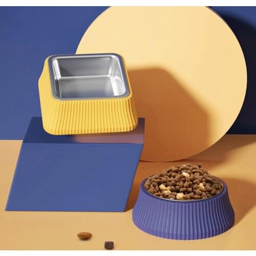 Cat Bowl Stainless Steel Non-Slip Puppy Drinking Dish Feeder Dogs Cats Water Food Bowl Kitten Split Feeding Dish Pet Supplies