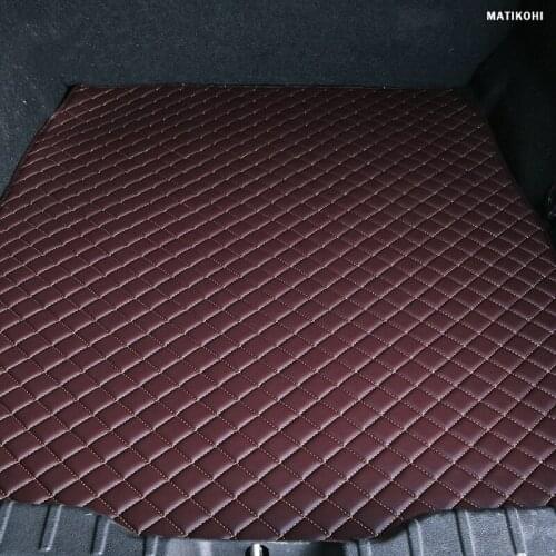 Custom car trunk mats for hyundai santa fe getz tucson ix25 ix35 creta elantra kona i30 leather all models car mats accessories