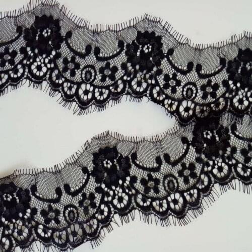 8.5cm Width Soft Nylon Eyelash Lace Trim Black White Eyelash Lace Fabric DIY Decorative Clothing Sewing Bra Dress Accessories
