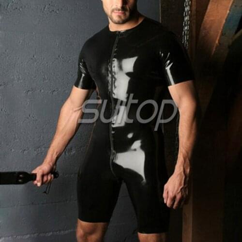 Handmad latex catsuit rubber latex zentai Sexy fetish latex codpiece catsuit for man