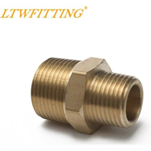 LTWFITTING Brass Pipe Hex Reducing Nipple Fitting 3/4" x 3/8" Male NPT