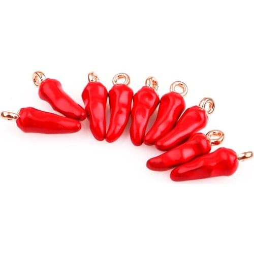 Enamel Cute Drop Oil Chili Hot Charms Vegetables Red Pepper Pendant For Women Necklaces Bracelet DIY Jewelry Earring Making