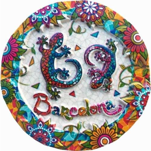 BABELEMI Spain Barcelona Creative Travel sSouvenirs Refrigerator Magnetic Stickers Decorative Mosaic Lizards Fridge Magnet Gifts