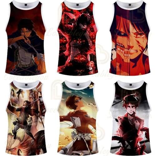 Attack on Titan Sleeveless Shirts Vest Unisex Fitness Summer Shirts Mens Women Singlet Bodybuilding Halter Tank Top