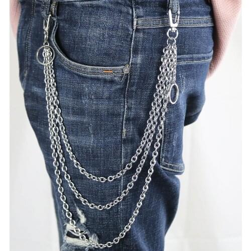 Fashion O Chain Necklace Stainless Steel Long Metal Wallet Chain Leash Pant Jean Keychain Ring Clip Mens Hip Hop Jewelry