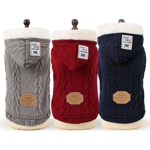 Fashion Warm Dog Hooded Knitted Sweater Winter Pet Dog Clothes for Small Dogs Puppy Cat Pets Coat Jackets Chihuahua Pug Clothing