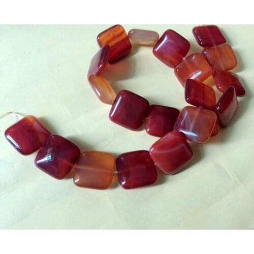 Natural A Quality Red Carnelian Beads Red Agat e 16mm 20mm Faceted Square Bead Gem Loose Beads For Jewelry Making,1strand 15.5"