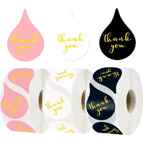 New Droplet Shape Sealing Label Sticker Golden Thank you Adhesive Stickers For Gifts baking packaging Craft Handmade Sticker
